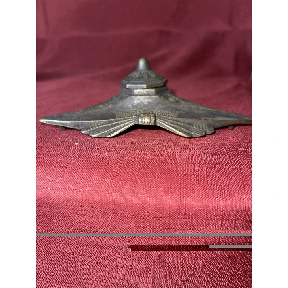 Antique Brass Inkwell Desk Set with‎ Letter Opener | Victorian Style |